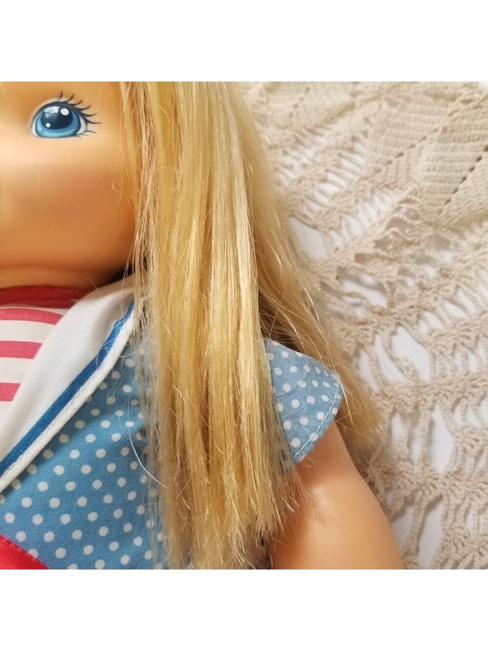 Vintage Playskool School Kids Doll 13.5” Sailor Girl Blonde Hair Blue Outfit - Picture 11 of 16